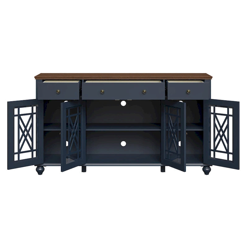 Mobile credenza/buffet da cucina in stile vintage con cassetti, larghezza 63 pollici