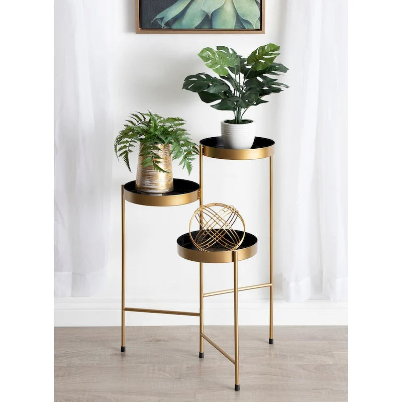 Fioriera moderna a 3 ripiani in metallo Kate and Laurel Finn - 16x21x30