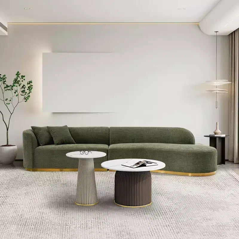 131.89" Daria Linen Upholstered Sofa Sectional with Pillows - Manhattan