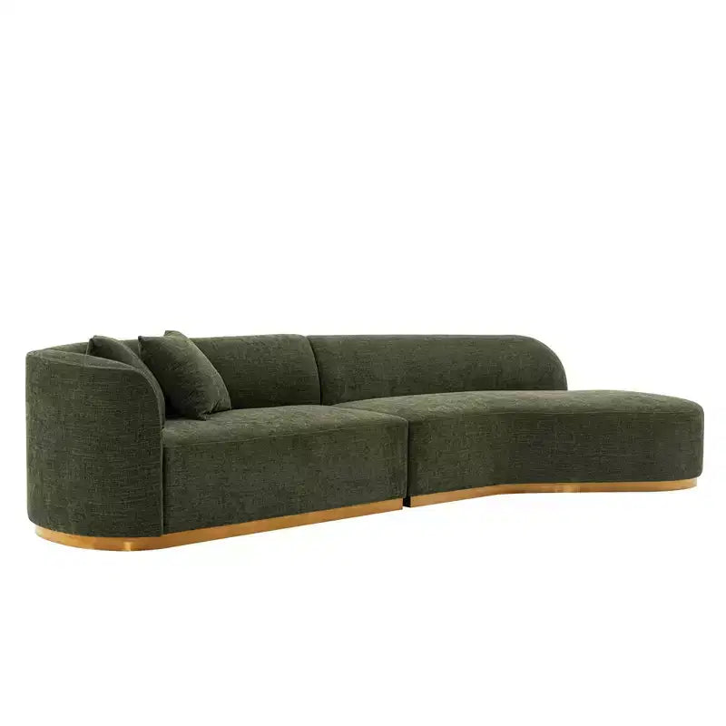 131.89" Daria Linen Upholstered Sofa Sectional with Pillows - Manhattan
