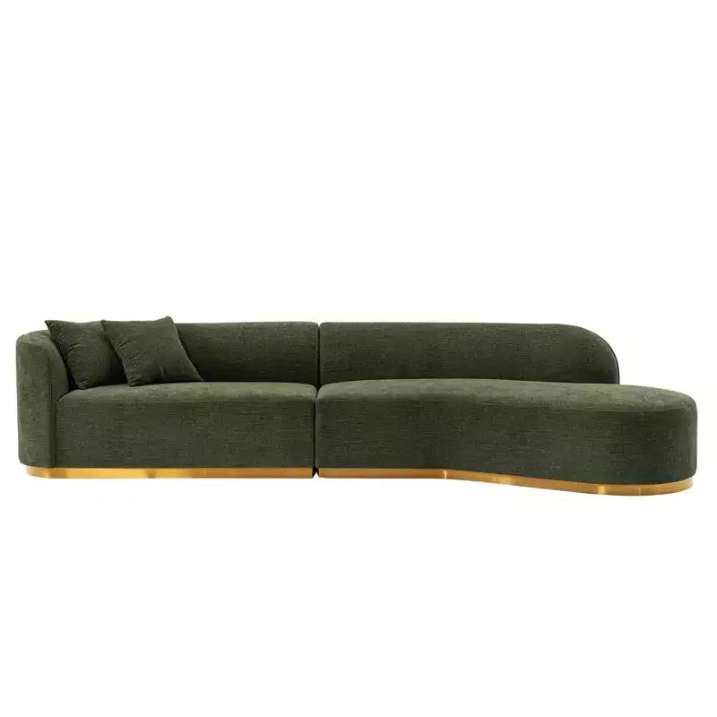 131.89" Daria Linen Upholstered Sofa Sectional with Pillows - Manhattan