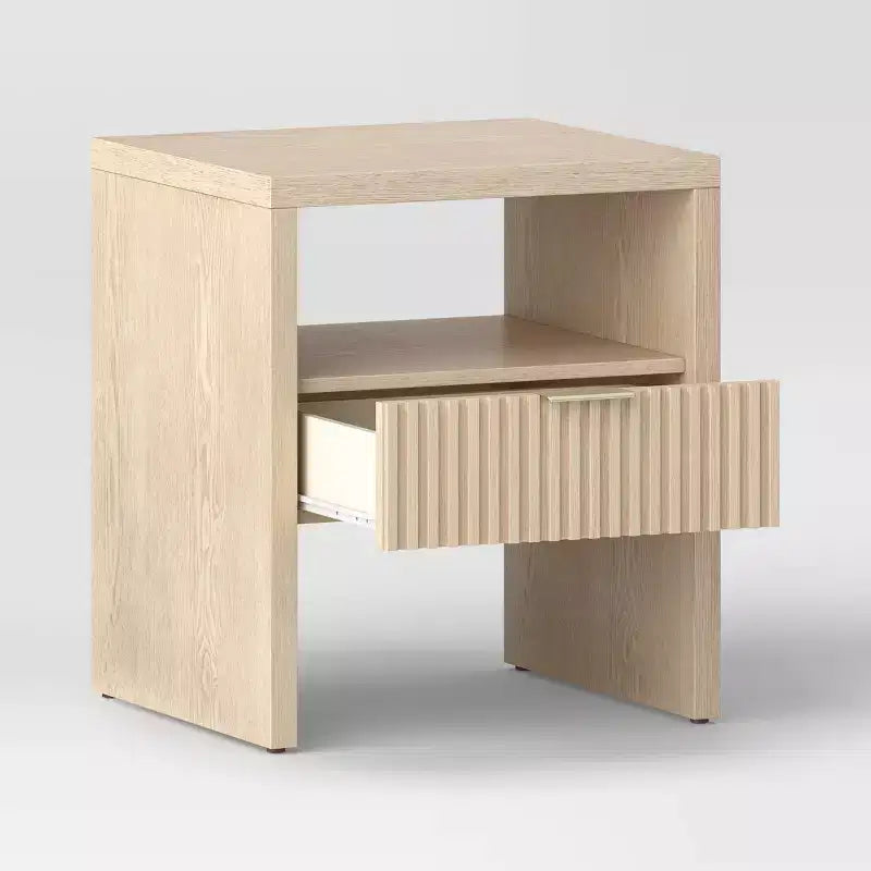 Groove Dowel Accent Table with Shelf Natural Wood - Threshold