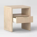 Groove Dowel Accent Table with Shelf Natural Wood - Threshold