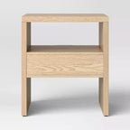 Groove Dowel Accent Table with Shelf Natural Wood - Threshold