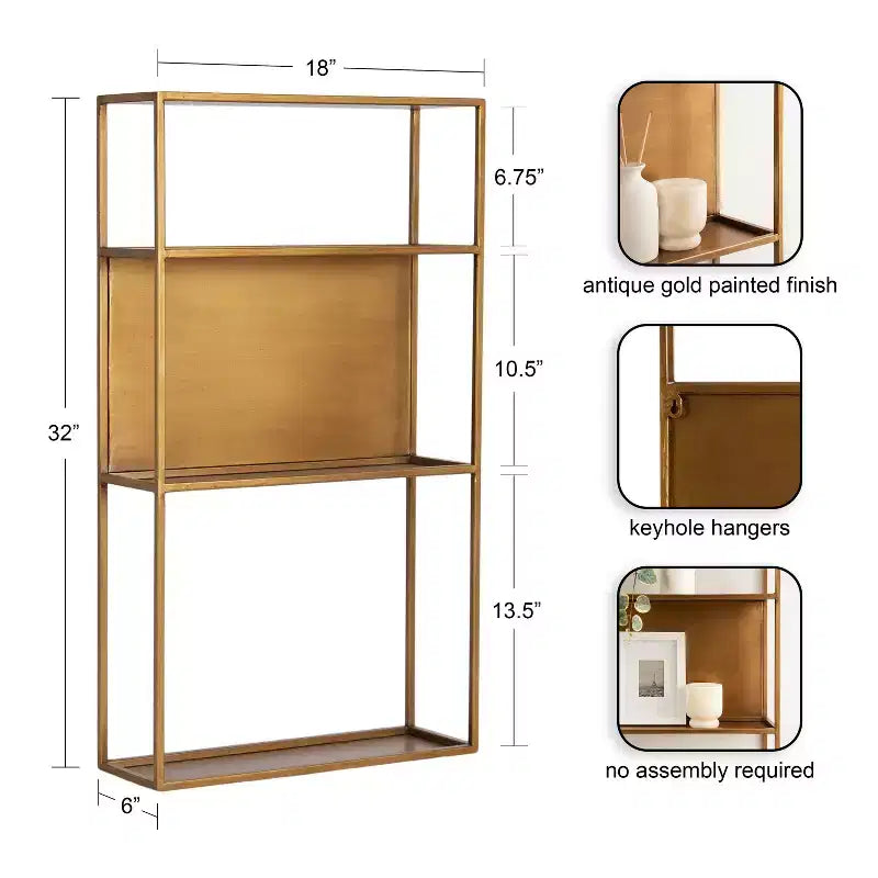 Kate & Laurel All Things Decor Nomi Metal Wall Shelf