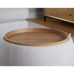 LumiSource Tray Pouf Ottoman Natural Fabric