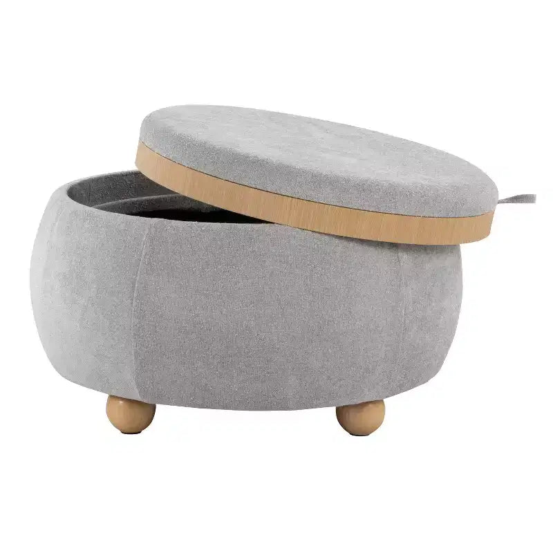 LumiSource Tray Pouf Ottoman Natural Fabric