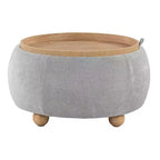 LumiSource Tray Pouf Ottoman Natural Fabric