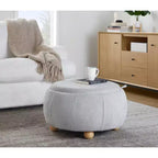 LumiSource Tray Pouf Ottoman Natural Fabric