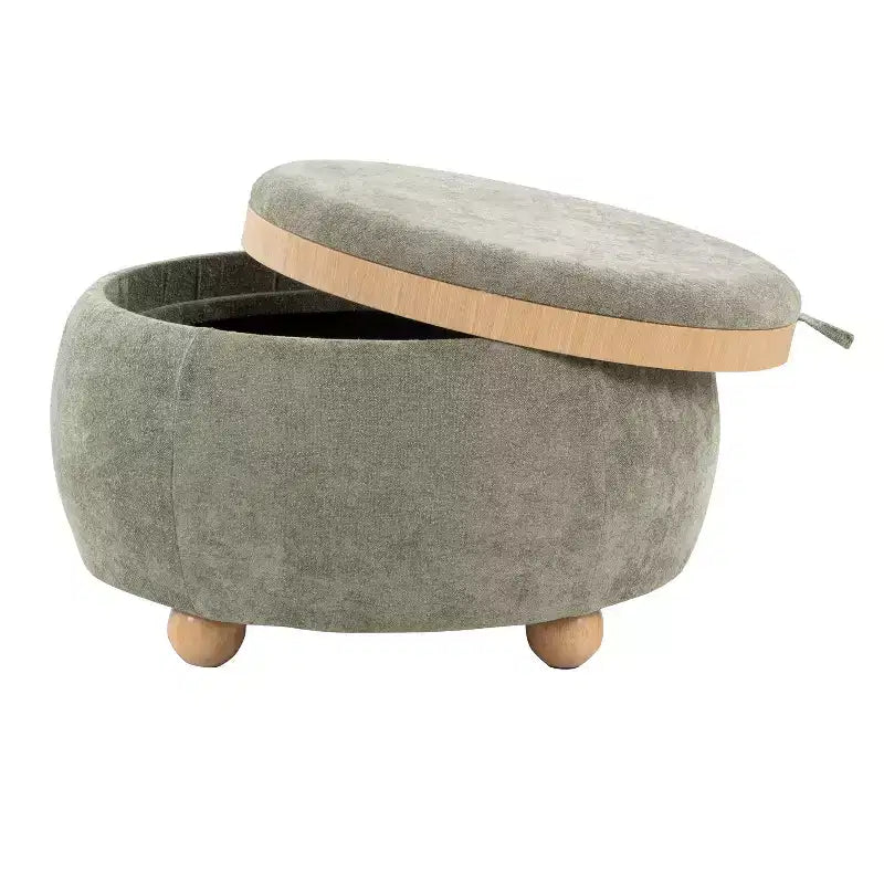 LumiSource Tray Pouf Ottoman Natural Fabric