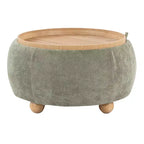 LumiSource Tray Pouf Ottoman Natural Fabric