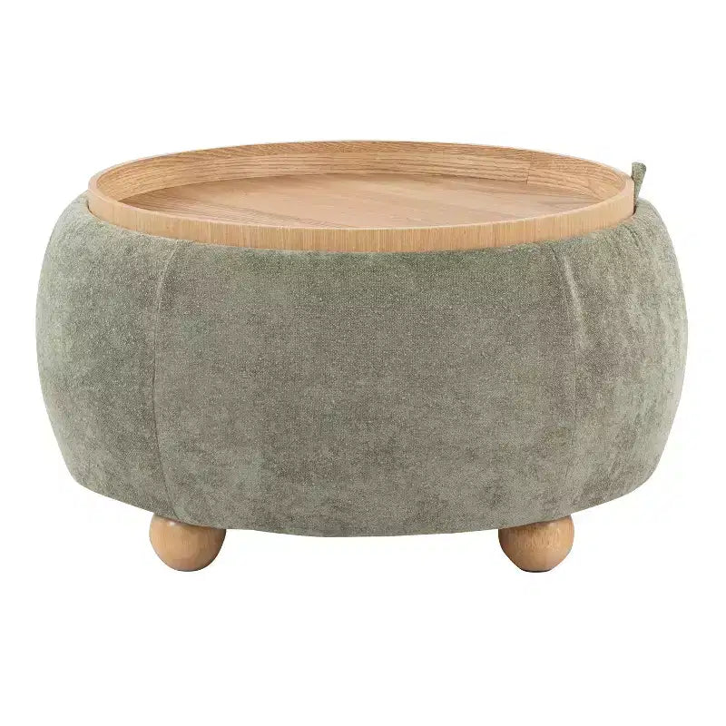 LumiSource Tray Pouf Ottoman Natural Fabric
