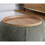 LumiSource Tray Pouf Ottoman Natural Fabric