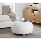LumiSource Tray Pouf Ottoman Natural Fabric