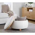 LumiSource Tray Pouf Ottoman Natural Fabric