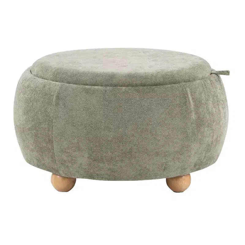 LumiSource Tray Pouf Ottoman Natural Fabric