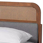 Baxton Studio Irina Fabric and Wood Platform Bed Gray/Ash Walnut: Upholstered No Box Spring Needed