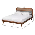 Baxton Studio Irina Fabric and Wood Platform Bed Gray/Ash Walnut: Upholstered No Box Spring Needed