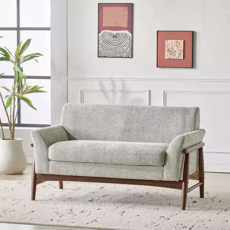 Christopher Knight Home Emma Modern 57.5" Elm Wood Frame Upholstered Loveseat