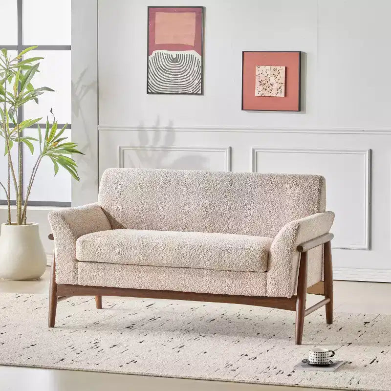 Christopher Knight Home Emma Modern 57.5" Elm Wood Frame Upholstered Loveseat