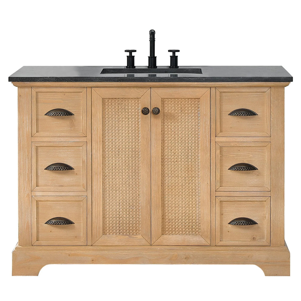 Mobile bagno Hervas con top in marmo naturale senza specchio