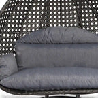 Egg-Shaped Hanging Swing Chair with Metal Stand, Wicker Frame & Cushion ¨C Beige / Charcoal Blue / White / Blue / Antique White / Brown / Canvas, Seats 2