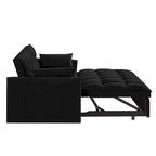 Divano Letto Estraibile 4-in-1 - Divanetto in Velluto - Divano Letto Convertibile con Schienale Reclinabile, 2 Tasche Laterali