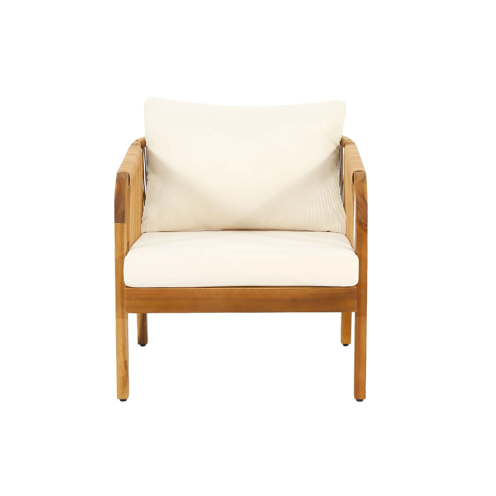 Jabe Outdoor Acacia Wood and Wicker Club Chair Set by Christopher Knight Home