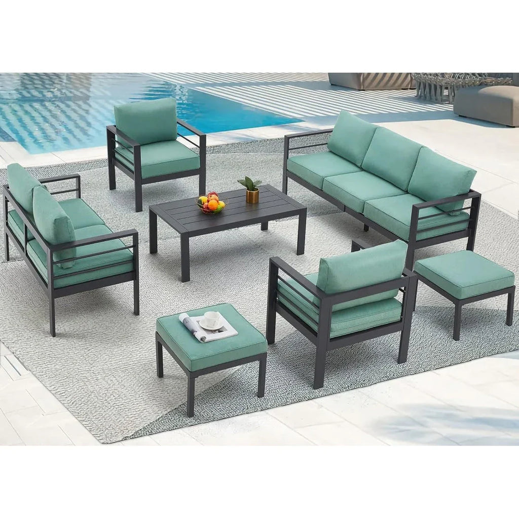 AECOJOY 7 Pieces Aluminum Patio Furniture Set Outdoor Conversation Set