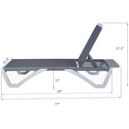 Kozyard Alan Full Flat Aluminum and Polypropylene Resin Legs Patio Reclining Adjustable Chaise Lounge