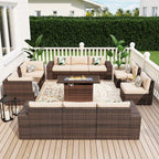 13 Pieces Patio Furniture Set with 44Fire Pit Table