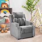 Poltrona reclinabile deluxe per bambini con poggiapiedi, poggiatesta e 2 portabicchieri, in microfibra, per bambini dai 3 anni in su