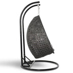 LeisureMod 2 Person Hanging Egg Chair with Stand - Outdoor/Indoor Rattan Wicker Patio Swing Hammock Lounger with Cushions