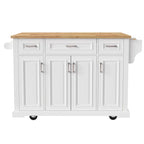 Grande isola da cucina con ribalta in legno, carrello da cucina arrotolabile con texture in rilievo, ante e cassetti con contenitore per cucina, bianco