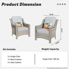 HOOOWOOO 2-piece High Back Wicker Rattan Outdoor Patio Chair Set