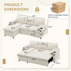 Divano letto a L da 80", Divano letto a scomparsa, Divano letto convertibile con penisola reversibile