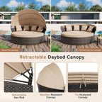 Nuon 4-Piece/5Piece Outdoor Patio Conversation Set Wicker Daybed Set with Canopy by Havenside Home