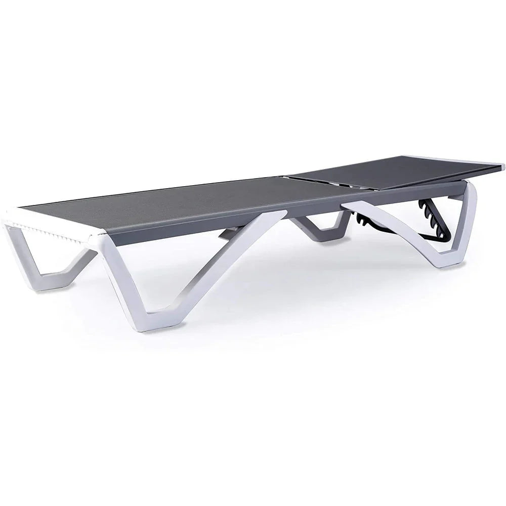 Kozyard Alan Full Flat Aluminum and Polypropylene Resin Legs Patio Reclining Adjustable Chaise Lounge