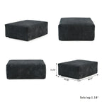 Divano componibile modulare grande, rivestimento in velluto a coste, a U, a 4 posti, con 2 pouf e 5 cuscini