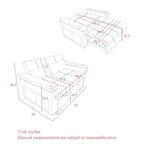 Divano Letto Estraibile 54", Divano Reclinabile 2 Posti con Contenitore, Cuscino Lombare, Presa USB