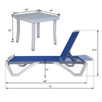 Kozyard Alan Full Flat Aluminum and Polypropylene Resin Legs Patio Reclining Adjustable Chaise Lounge