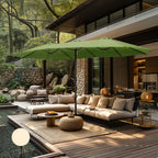 MAISON ARTS 15ft Double-Sided Patio Extra Large Twin Umbrella with Base Included