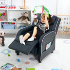 Poltrona Reclinabile Ergonomica Gymax per Bambini in Pelle con Poggiapiedi