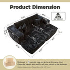 Divano componibile moderno HOOOWOOO in peluche a L con pouf rimovibile