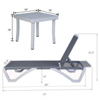 Kozyard Alan Full Flat Aluminum and Polypropylene Resin Legs Patio Reclining Adjustable Chaise Lounge