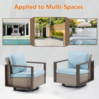 Cozywor Set 2 Sedie a Dondolo da Esterno in Rattan per Patio con Telaio in Metallo e Cuscini