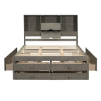 Letto a piattaforma King Size con testiera contenitore e 8 cassetti