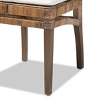 Sedia da pranzo Laluna bohémien moderna in rattan/legno di mogano con cuscino