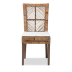 Sedia da pranzo Laluna bohémien moderna in rattan/legno di mogano con cuscino