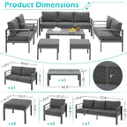 AECOJOY 7 Pieces Aluminum Patio Furniture Set Outdoor Conversation Set